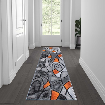Flash Furniture Orange 2' x 7' Abstract Design Accent Rug ACD-RGTRZ860-27-OR-GG